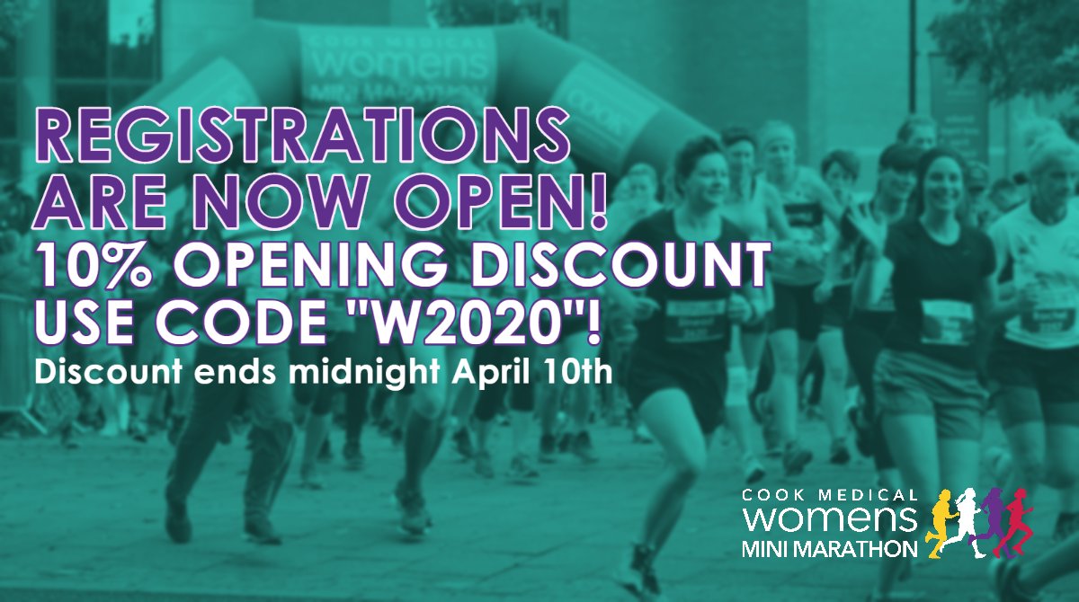 CookMiMarathon's tweet photo. 10% OPENING DISCOUNT AVAILABLE! Use the code "W2020" at checkout to avail of the special pricing. Click here to register: https://t.co/bWsU4uPG2c
Discount ends midnight April 10th. #Takethenextstep #cookminimarathon https://t.co/DwIAw8oKnK