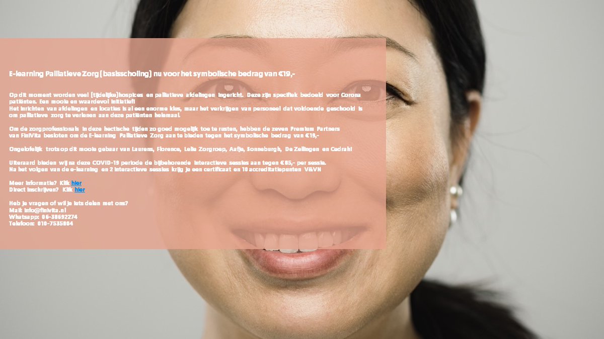 E-learning Palliatieve Zorg voor symbolische bedrag van €19,-
finivita.nl/arrangements/3…
#Covid_19 #CoronaCrisis #CoronavirusLockdown #eLearning #palliatievezorg #levenseinde #scholing #coronavirus