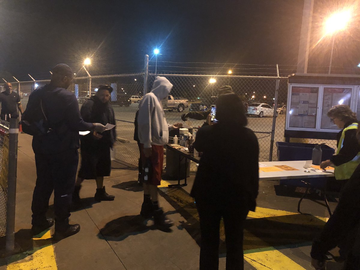 Stafford Preload Safety Committee giving out gloves and a squirt or 2 of hand sanitizer to Preload employees as the enter and leave the building. Stafford 💪❤️💪