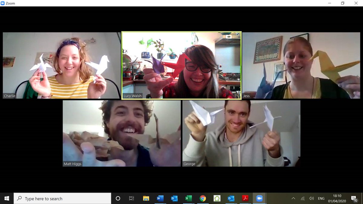 JAWsustain's tweet photo. Yesterday our team social hour consisted of an Origami master class, hosted by JAW's very own @sustainlucy! A great way to connect and get creative in times of isolation #teamjaw https://t.co/Gzimg1Bv43