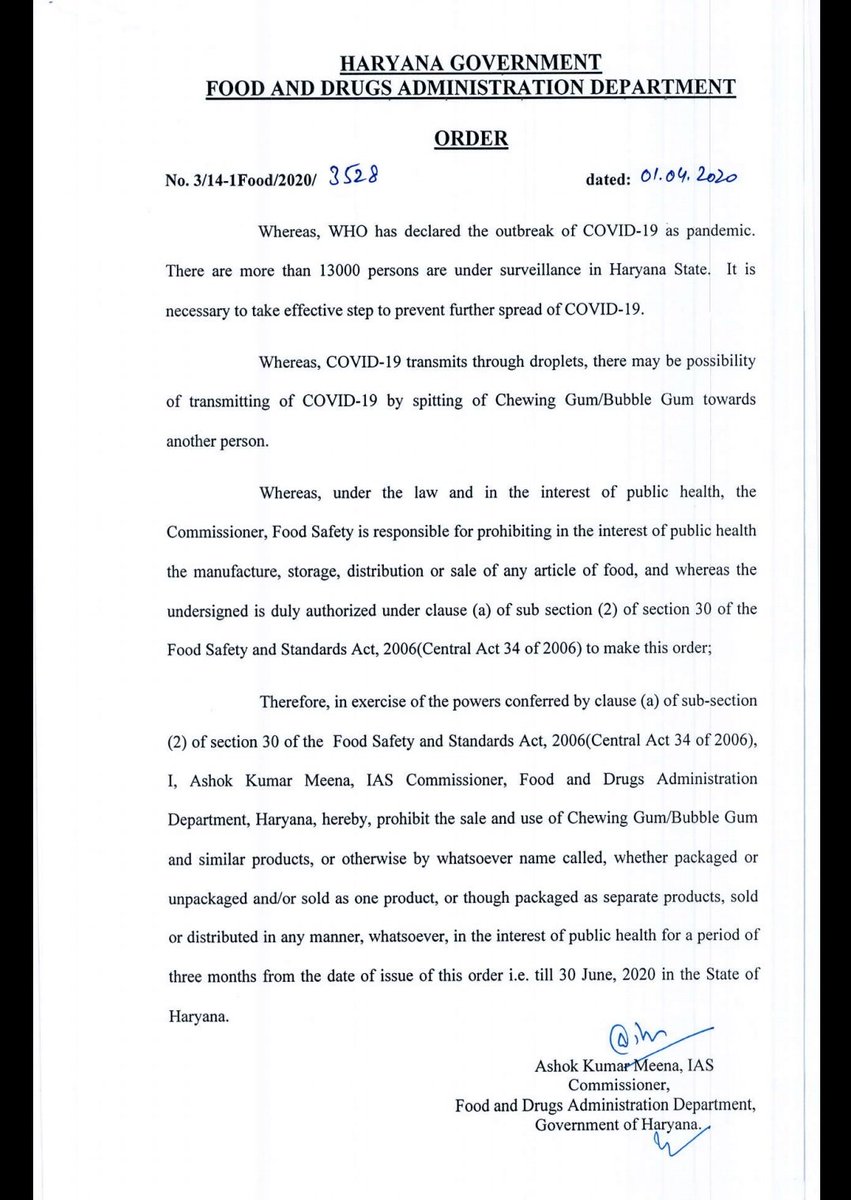 Vasudha156's tweet photo. Sale of chewing gums banned in Haryana for three months https://t.co/AzIovPdBy0