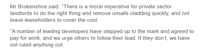 This is what the government said about private landlords considering taking this route. I'm not sure why it should be different for the social housing sector: