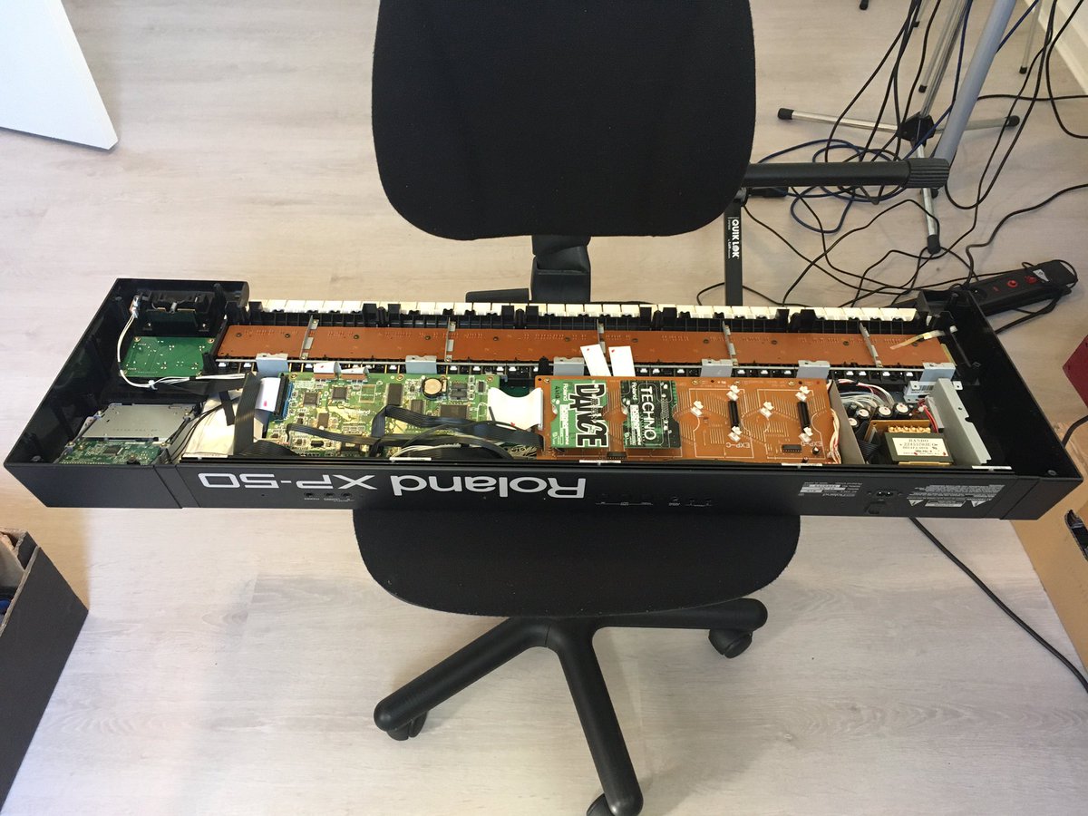 analogplace's tweet photo. Finally I found some time to repair my #roland #xp50 synthesizer. Replaced some capacitors to solve the noise on the outputs. Also no right channel because of a broken trace on the main pcb. Sounds like new again! #coronatime https://t.co/gKJyYpBqlK