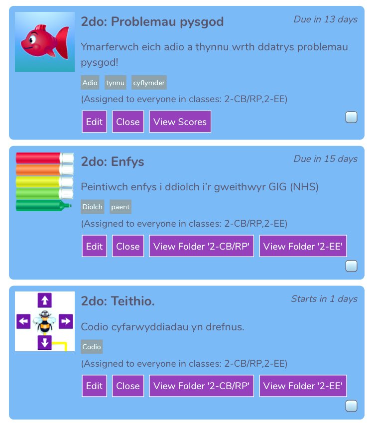 2BlwyddynYBE's tweet photo. Dyna rhai o’r gweithgareddau sy’n aros i chi ar Purple Mash! #codio #adioathynnu #peintioenfys #tablau Here are some of the activities waiting for you on purple mash! #coding #additionsubtraction #tables #paintarainbow https://t.co/Cf2r8VVneh