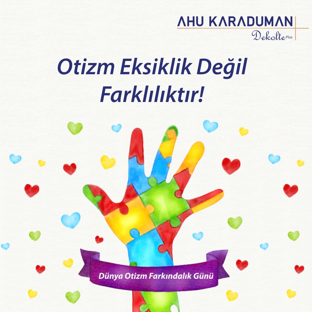 Otizm; İletişim ve sosyal etkileşim sorunları ve tekrarlayan davranışlarla ortaya çıkarak ömür boyu devam eden bir gelişim bozukluğudur.
Otizm eksiklik değil, farlılıktır! Farklılıkları birlikte farkedelim! 

#otizm #dünyaotizmfarkındalıkgünü