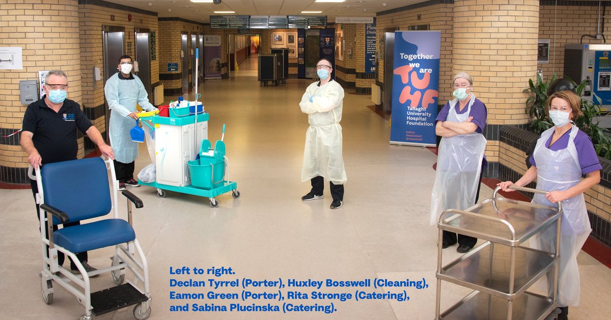 wearetuhf's tweet photo. The non-medical staff continue to play an absolutely vital role at #TUH. Their commitment in the face of this crisis are an inspiration to all - we salute them. If you can, please support the hospital's staff and patients today at https://t.co/FKbn4kUkKb #TUHworkingtogether https://t.co/ak28JshosL