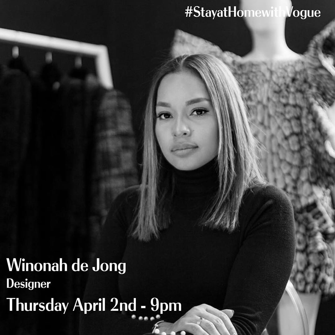 CondeNast's tweet photo. The #StayAtHomeWithVogue series of virtual events continues tonight as @NLVogue invites Dutch designer @WinonahDejong to talk us through her skincare routine. Head to https://t.co/UHROTXMlDr for more details. https://t.co/gapeuQv6Kw