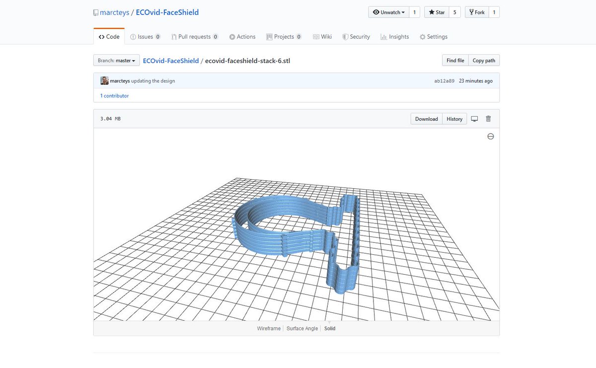 As usual, download the 3D models and the settings in the Github page:  https://github.com/marcteys/ECOvid-FaceShield  #opensource  #3Dprinting  #b3d  #3dprinttosavelives