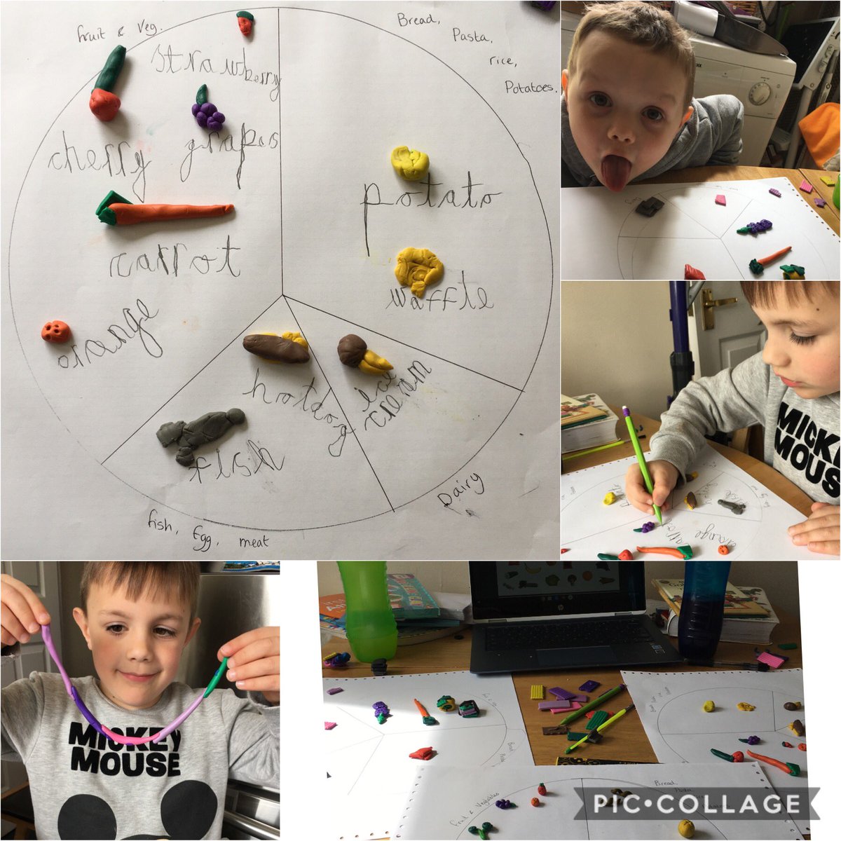 K1rstyDal27's tweet image. @CWPSSwindon The boys did some crafting with modelling clay this afternoon to make some healthy food plates! We all had great fun and after Orson made a necklace with his leftover clay! #healthyeating #homelearning2020