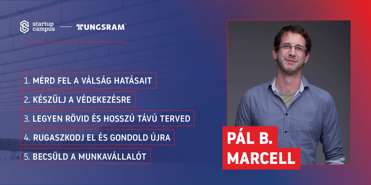 "Minél előbb tud valaki felállni a vihar után, annál többet tud majd visszanyerni a piacból" - tanácsolja Pál B. Marcell, a Startup Campus Tungsram akcelerációs program egyik mentora és a Brewie alapítója. Olvassátok el a tippjeit: startupcampus.hu/post/p%C3%A1l-…