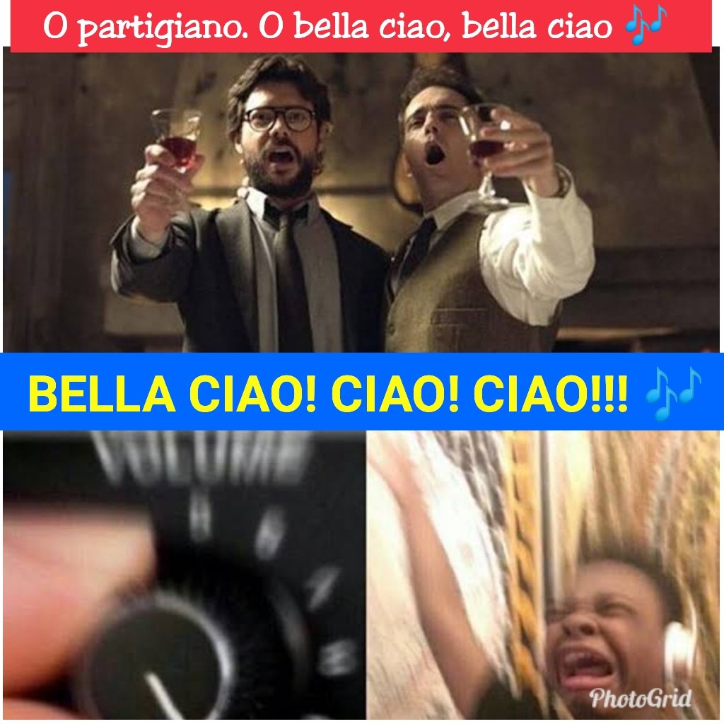 Butchikix's tweet photo. Every time the casts sing Bella Ciao.

Me:

#MoneyHeist4 https://t.co/cBPkkw0h9b