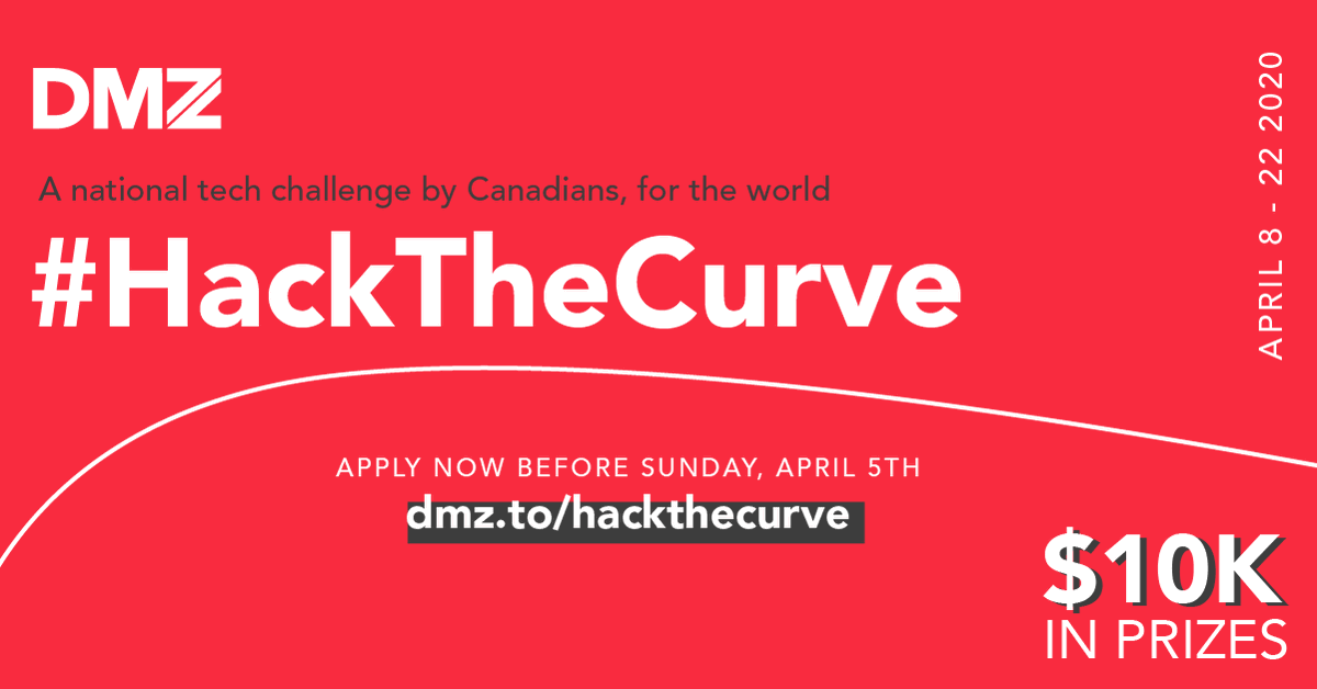 InnisfilEcDev's tweet photo. 📣 Calling all Innisfil tech entrepreneurs! @RyersonDMZ is calling on Canadian innovators to compete for $10,000 in cash prizes by seeing who can develop an innovative technology solution to help flatten the curve. Apply to #HackTheCurve here: https://t.co/SIGSvBjuDo https://t.co/Z0fMv9ZACf