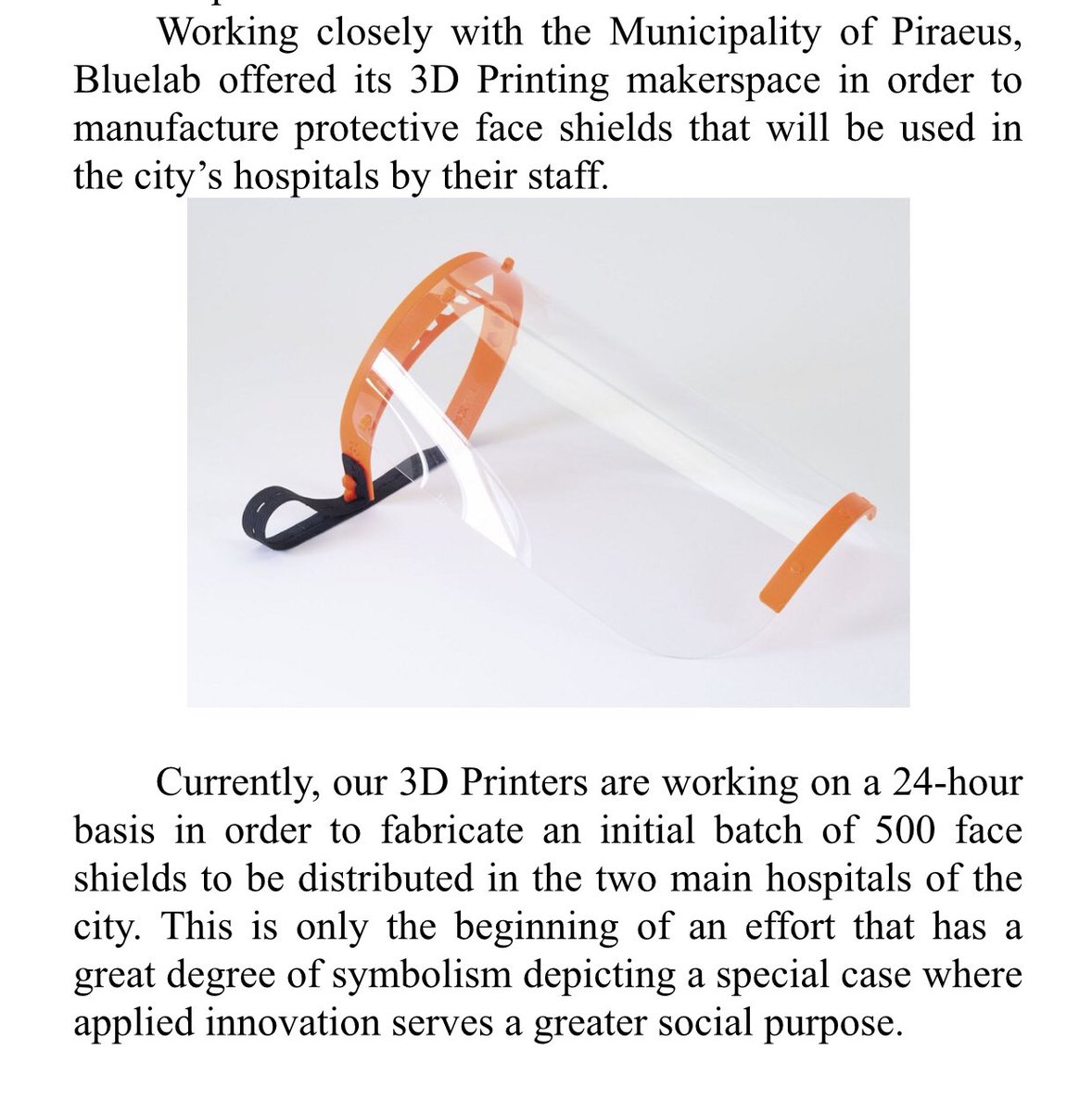 ampatzi's tweet photo. Mask or no mask the BlueLab is contributing with 3D printing. Read all about it in Andreas Kantaros diary @Tech_RevEU @Cr8tveBarnsley @Barnsley_DMC @OskrValdivielso @martarubru @CM_MATOSINHOS @ResiliaSolution @aurora_european @URBACT_GR_CY @URBACT https://t.co/56RqbulGmE