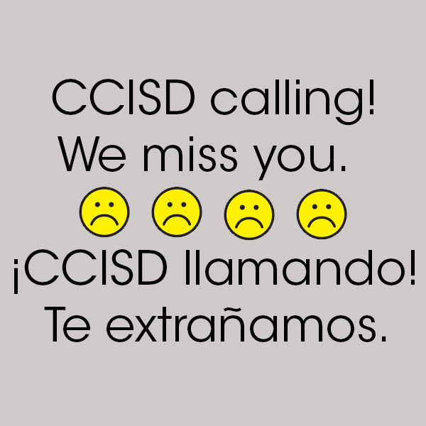 CCISD's tweet photo. Corpus Christi ISD calling!📞
We have about 1,500 students we haven’t been able to reach since our schools closed. Students and families, we miss you! We are here to talk with you about this difficult time, to help in any way we can, and to help you continue your education. https://t.co/im8bF7Xa7s