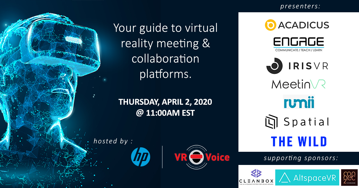 ARCHVirtual's tweet photo. Starting now! "Your Guide to Virtual Reality Meeting and Collaboration Platforms" Free online event hosted by @TheVRVoice #VRVoice
Still time to register here: https://t.co/pA3ViJB6rV https://t.co/eREUgFt7jt