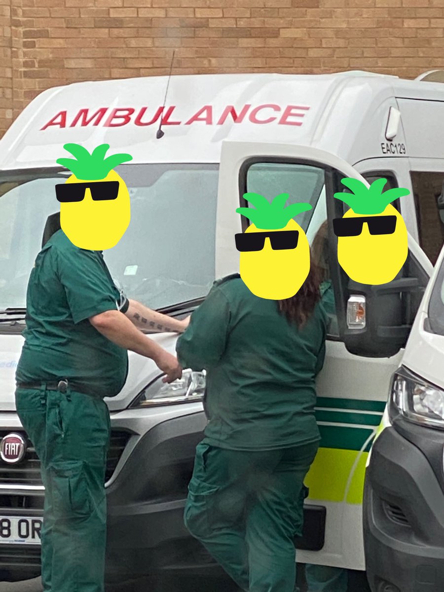 kingdinger's tweet photo. Nice to see social distancing being practiced by @ERSMedical at the @NNUH I’ve disguised them with pineapples so they’re not recognised #SocialDistanacing https://t.co/VyHm0Gt8TB