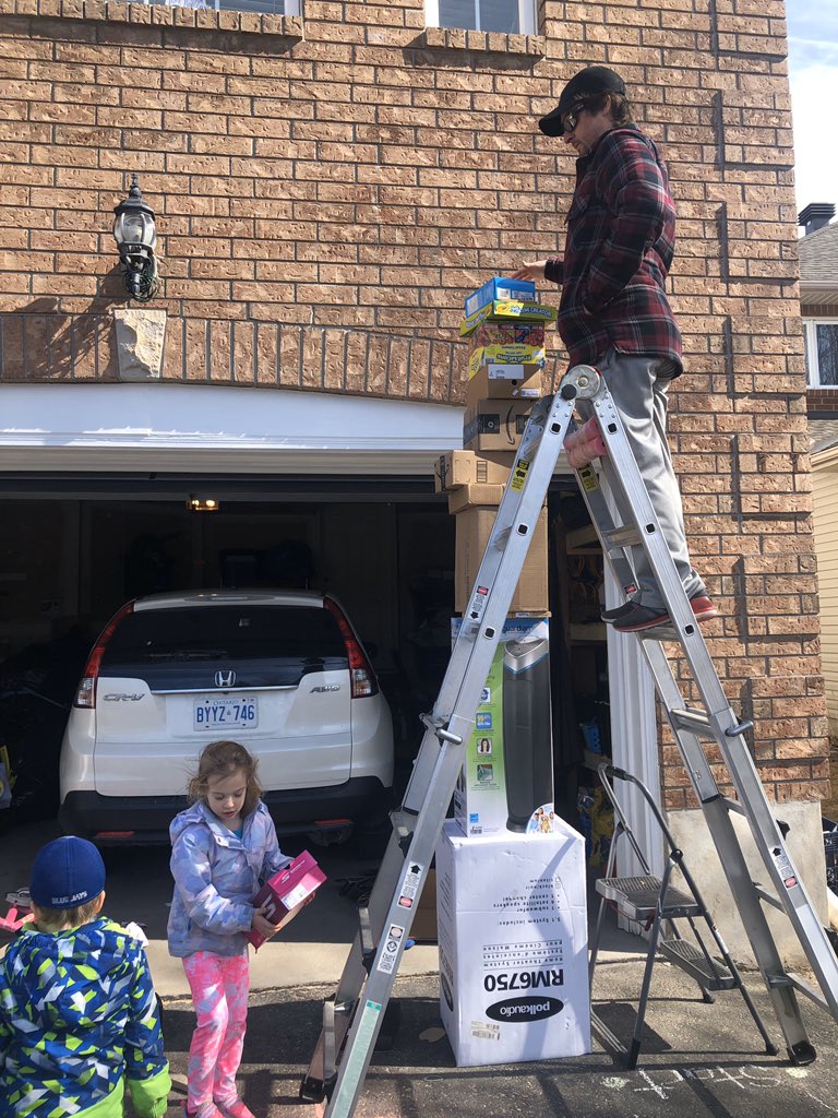 MrsSwansClass's tweet photo. For the STEM challenge today, we used boxes and the tower got so tall that we needed the big ladder and daddy to help! So proud of their finished product...but, the wind knocked it down right after this picture! #JamSpiritWeek @StJamesOCSB @k1kindergarten https://t.co/kcMxXcf0Yi