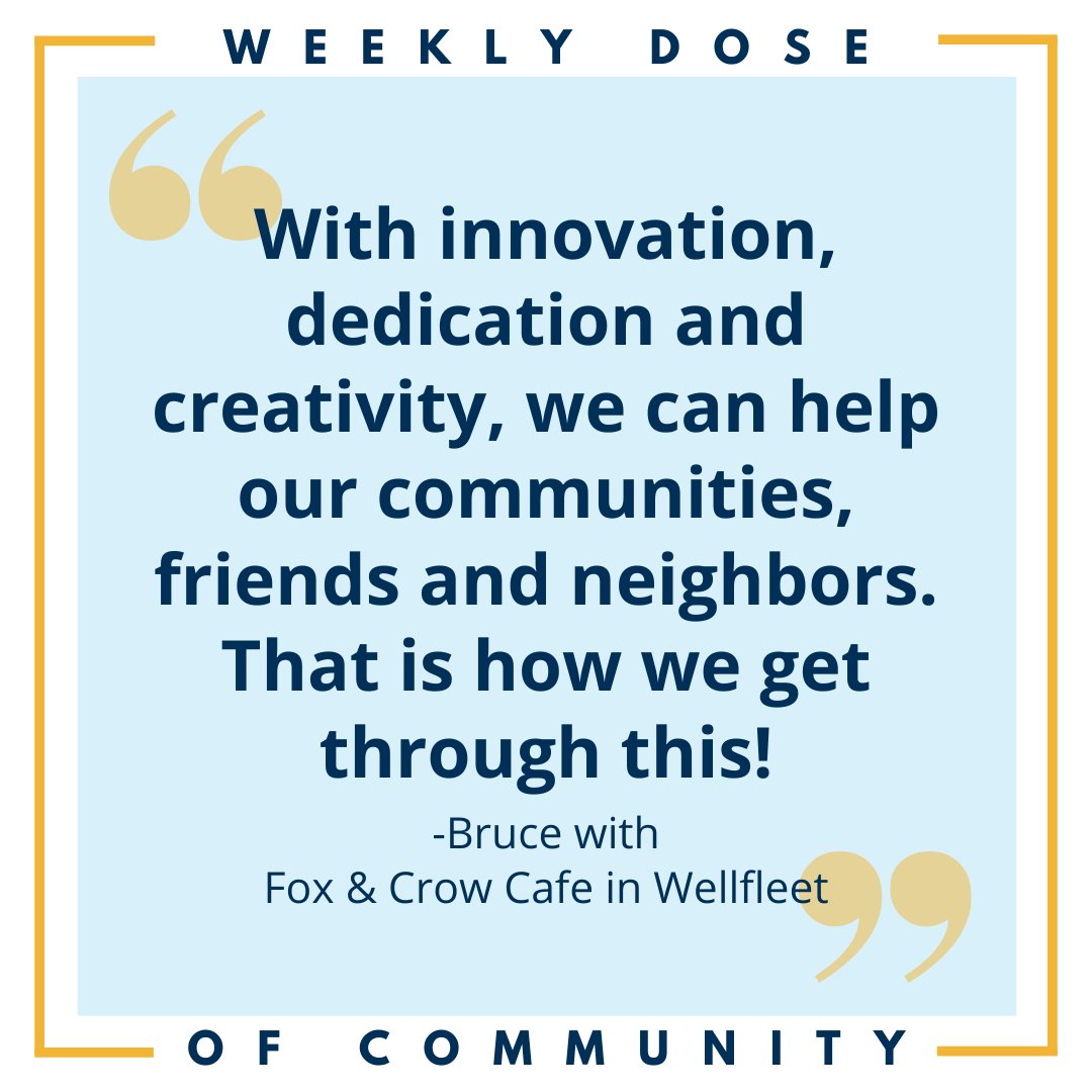 CCYP's tweet image. We're back with your Weekly Dose of Community! We're spotlighting the team at Fox &amp;amp; Crow Cafe in Wellfleet. Bruce Bierhans spoke with us about their Free Meals Programs and the incredible show of support from the community. Read the entire interview at capecodyoungprofessionals.org/blog/weekly-do… &amp;gt;&amp;gt;