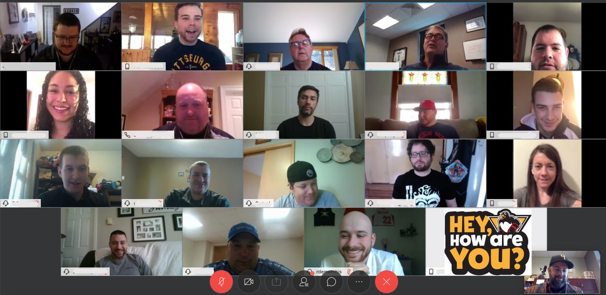 WBSPenguins's tweet photo. Good to catch up with the #WBSPens front office today.  The wonders of modern technology!  How are you staying connected with friends/family during this time?  #HeyHowAreYou https://t.co/ycaP6ky8wV