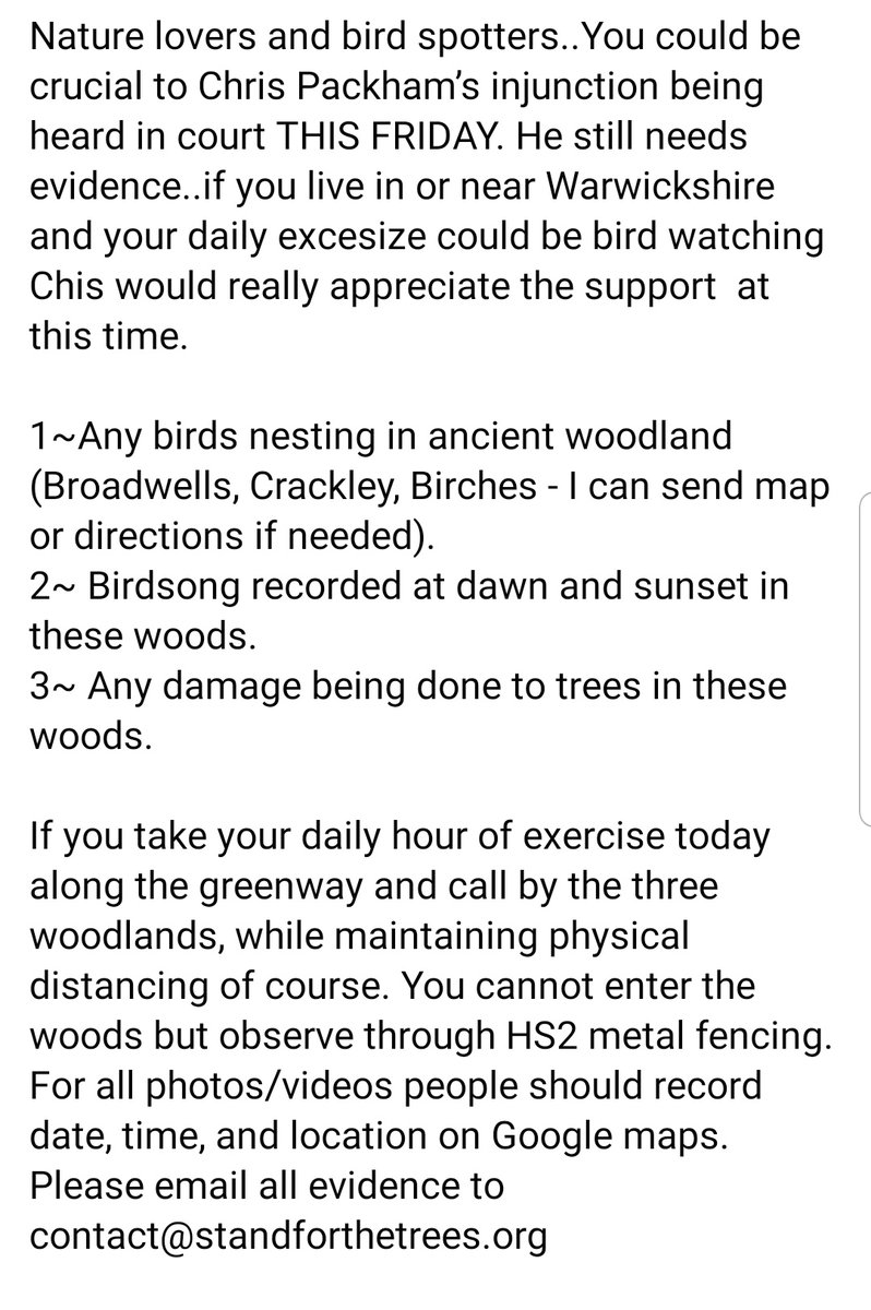 NetsNot's tweet photo. @ChrisGPackham #HS2Evidence Do this wherever you are on the line please Just mark all social media posts #HS2evidence for @LeighDay_Law to pick up Do take care & stick to #Covid19 advice Use the location name with a # too Eg. #CrackleyWoods #BroadwellsWood #Denham @Scruluce74 https://t.co/hex2LPwAXr