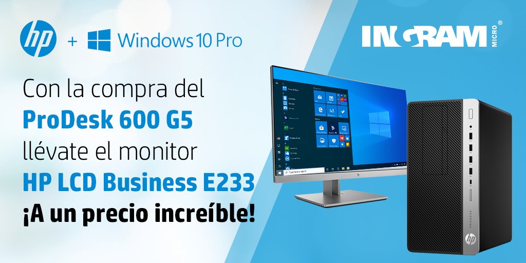 IngramMicroES's tweet photo. #IngramPromo 🔝 Con la compra del ProDesk 600 G5 con Windows 10 Pro llévate el monitor HP LCD Business E233 ¡A un precio increíble!
https://t.co/a89k5Oq2v8
#HP| #Windows10Pro | @HPEspana https://t.co/ZLz6Z2AFMs