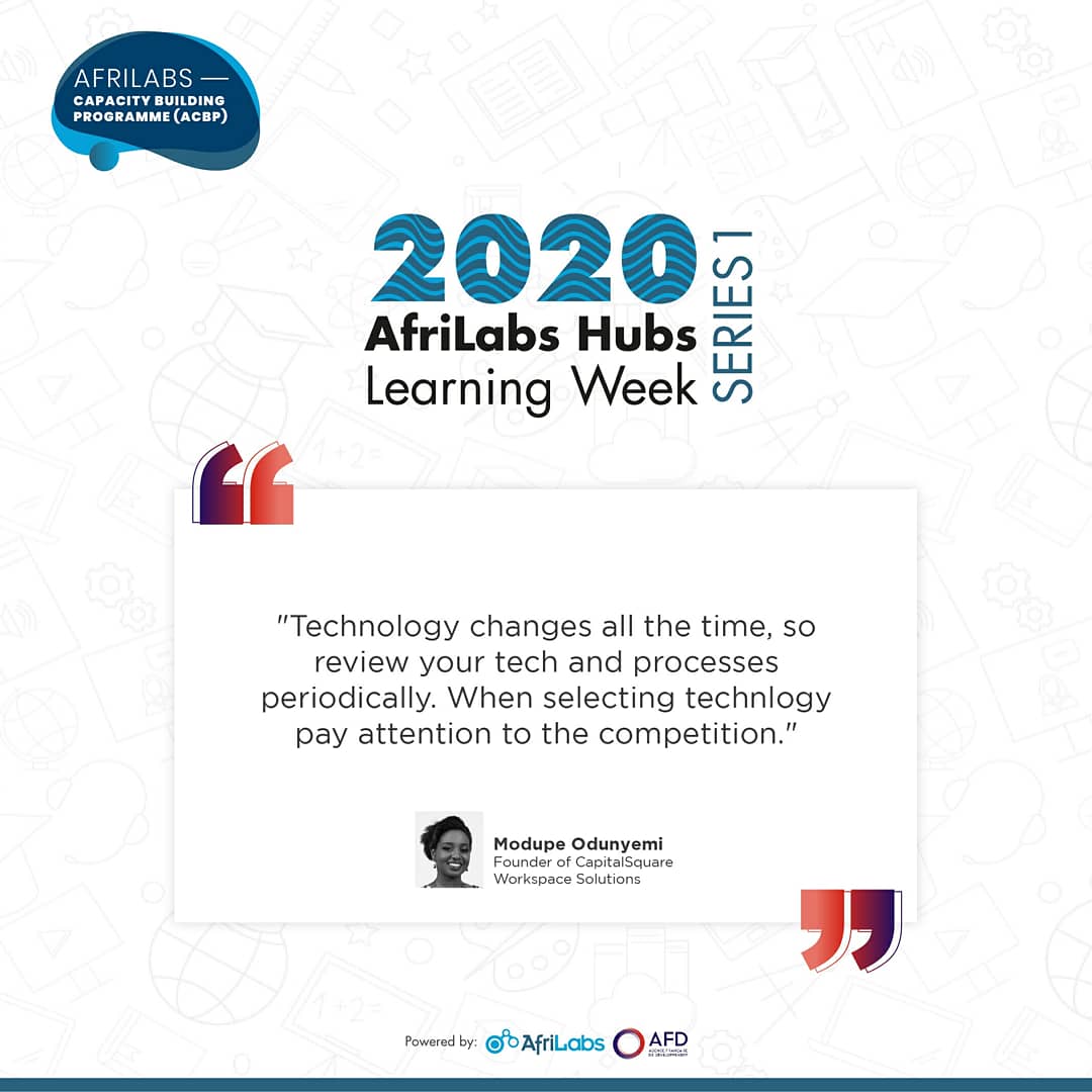 AfriLabs's tweet photo. Amazing session today with Modupe Odunyemi.

Join us tomorrow for the final session of the #AfHLW. Register now at: https://t.co/mEO8P36ZOj

#AfHLW #2020AfHLW #AfriLabs #WeAreAfriLabs https://t.co/6sqvrEtibN