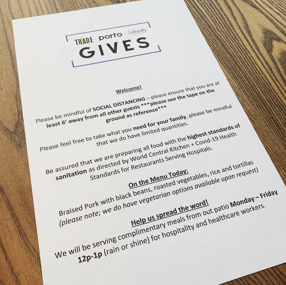 Porto is giving healthcare &amp; hospitality workers free meals from Mon-Fri 12pm-1pm.

#boston #commercialrealestate #covid19 #worldcentralkitchen #trade #saloniki #porto