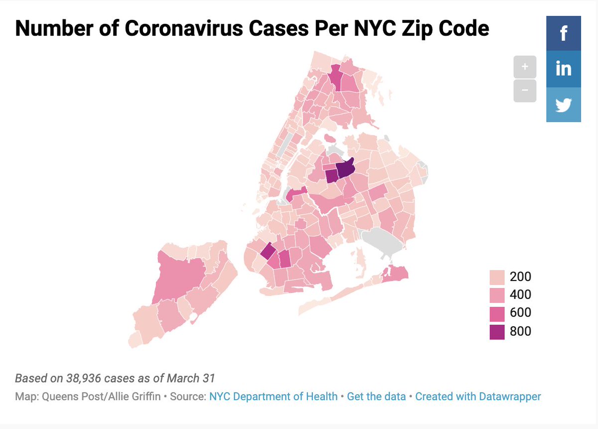 alliegriffin04's tweet photo. Because the City's map is awful, I made my own with the exact number of cases in each zip code here:
https://t.co/m2VLwFL4La https://t.co/V1sTTNP1zF