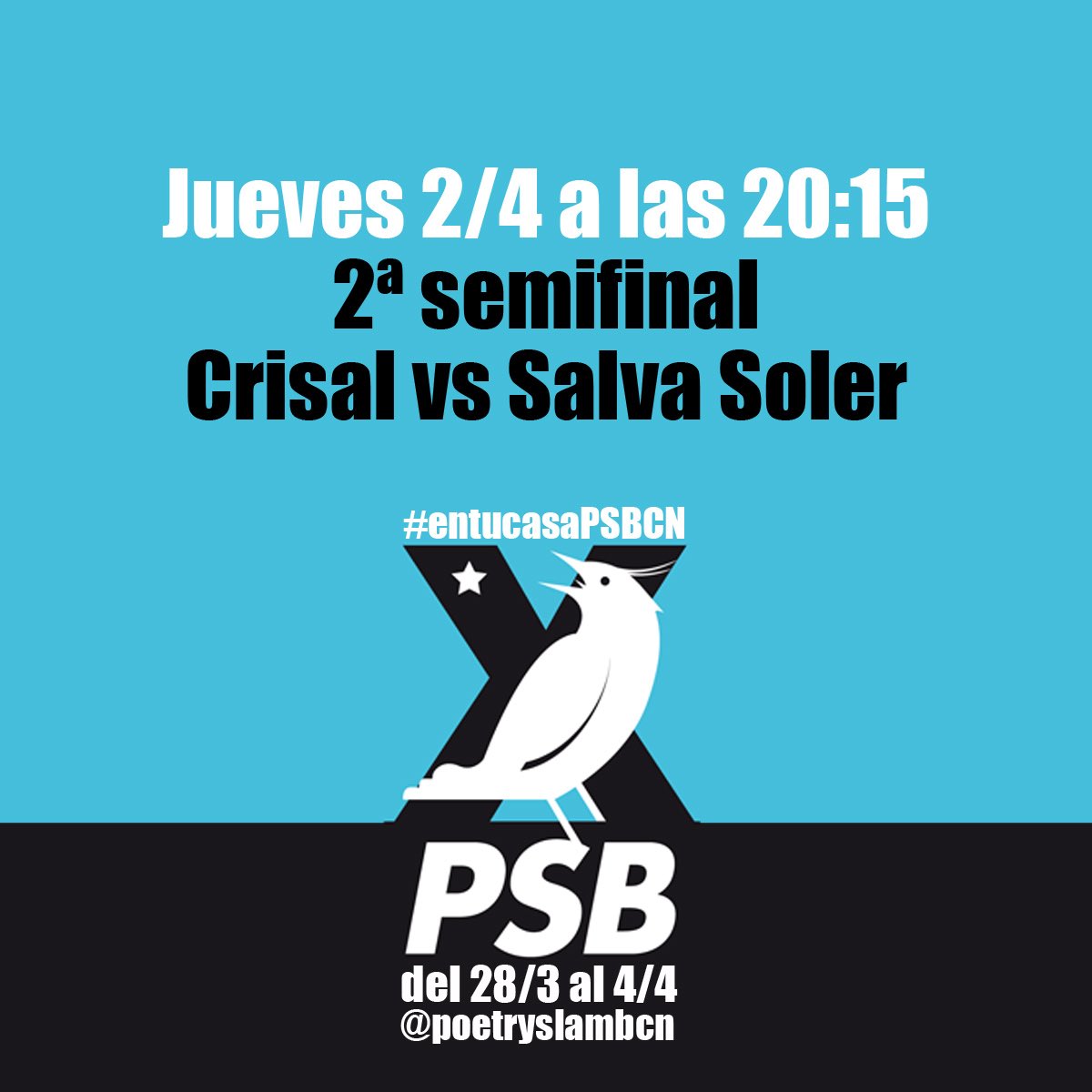 Hoy 2ª semifinal 😍  Crisal Rodríguez vs @SalvaSoler4 😍😍 en Instagram @poetryslambcn 😉