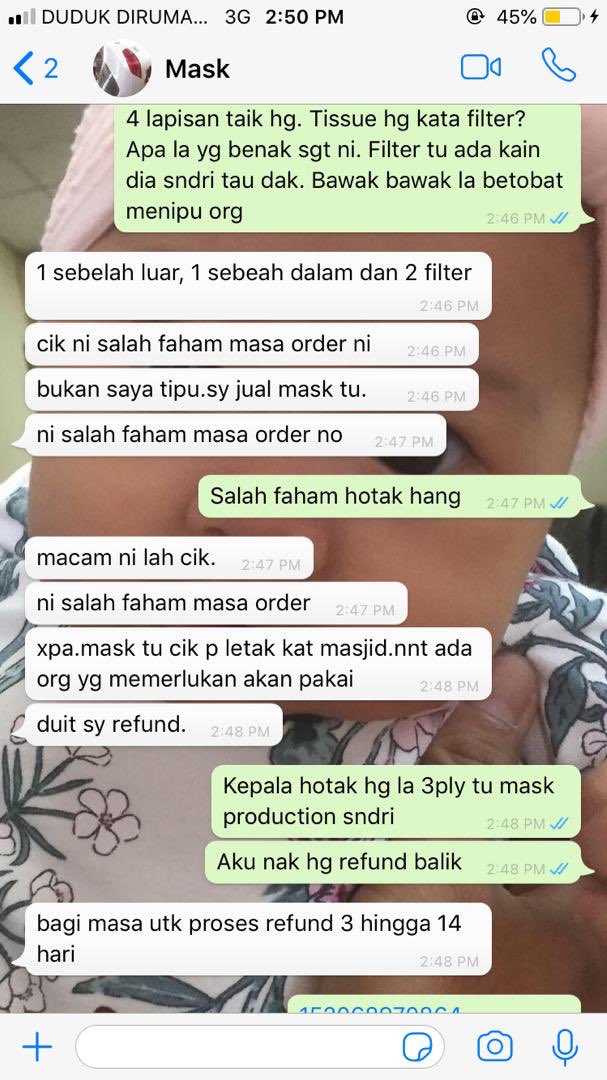 Bukan sorang tau kawan aku yang kena. Hang tengok dia kata apa lepas kawan aku whatsapp. Memang bodoo. Makan taik la hang. Ambik kesempatan atas kesusahan orang lain.