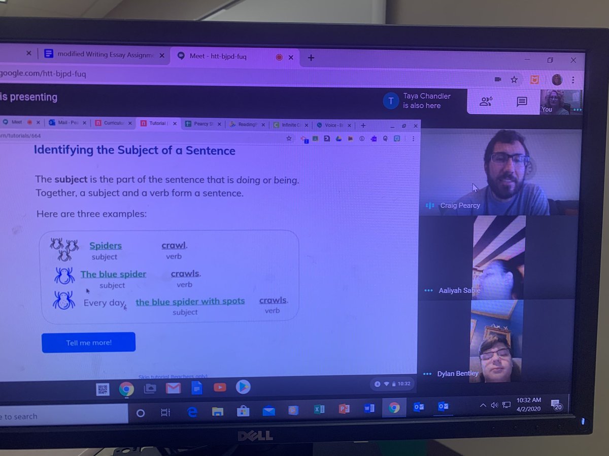 Craig Pearcy and I collaborated today and meet with some of our students with google meet. We had a brief lesson on no red ink. It was so good seeing our students. We miss them!