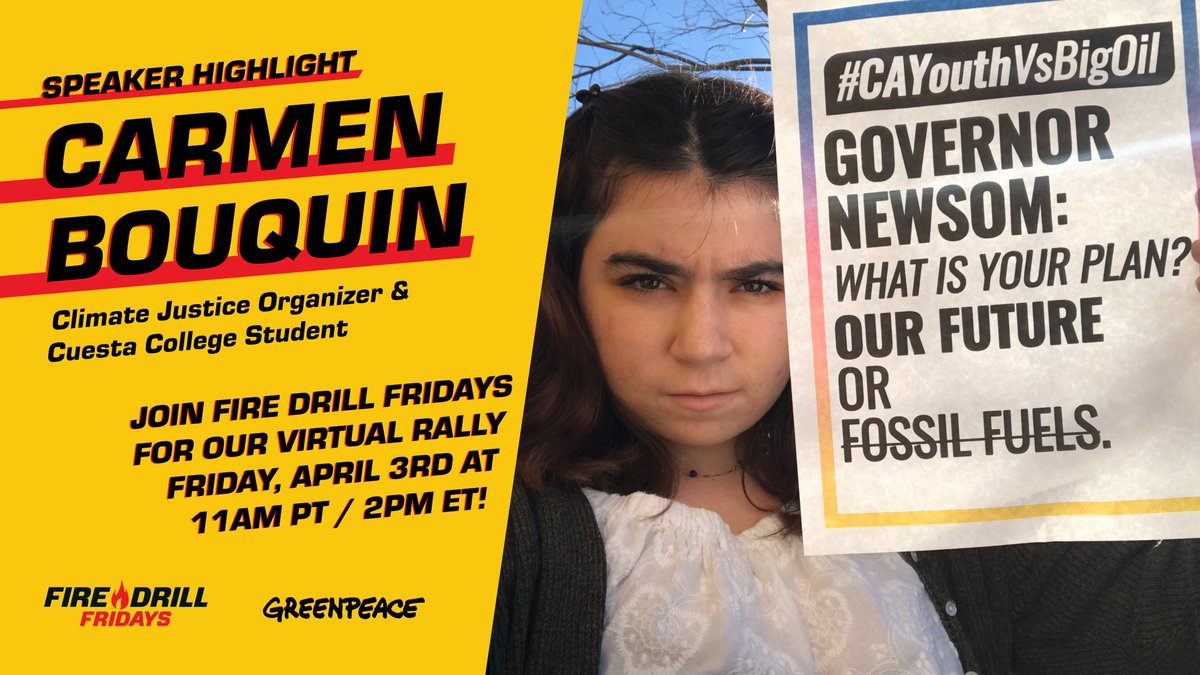 greenpeaceusa's tweet image. TOMORROW🔥tune into #FireDrillFriday: virtual edition to hear from activists, frontline leaders, and youth leaders as they share their stories and urge our government to prioritize public health over oil interests!

Register👉 bit.ly/39kOE15