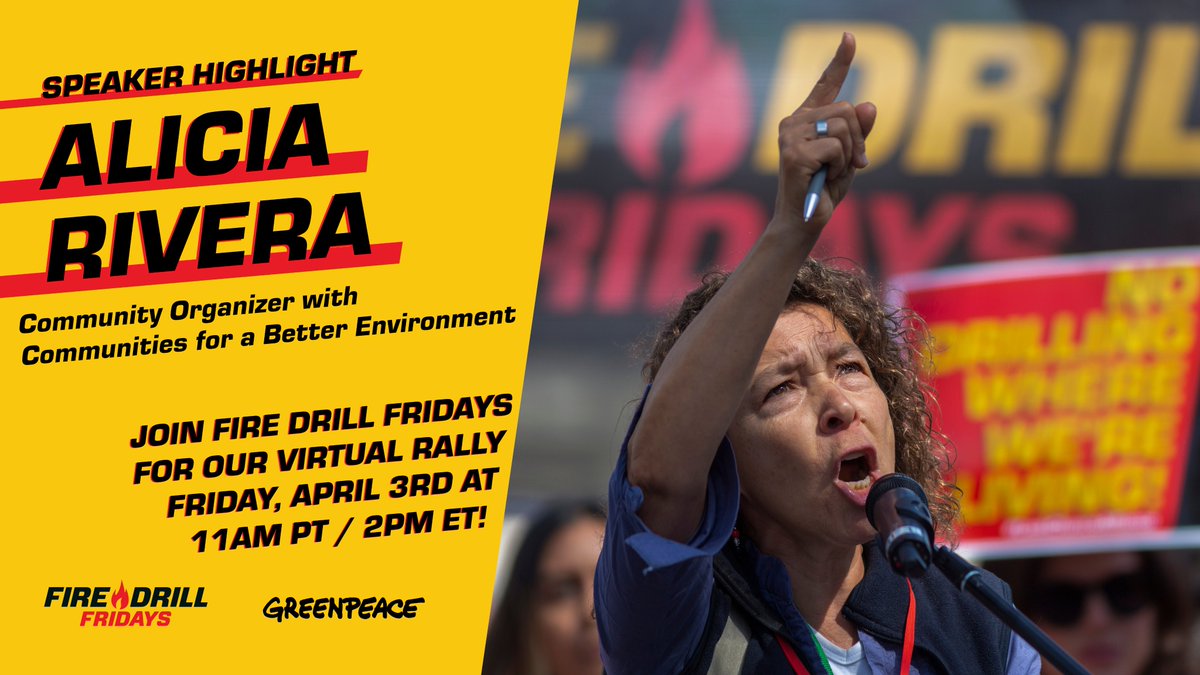 greenpeaceusa's tweet image. TOMORROW🔥tune into #FireDrillFriday: virtual edition to hear from activists, frontline leaders, and youth leaders as they share their stories and urge our government to prioritize public health over oil interests!

Register👉 bit.ly/39kOE15