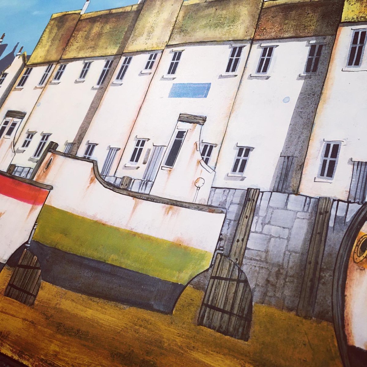 bucksfineart's tweet photo. A little update from Dale Bowen studio. Dale is busy working on this new original βQuay Lifeβ. To see Dales latest collection copy the link below: https://t.co/DQ5MsiEQlB. #quaylife #studioupdate #wip #originalartwork #availablenow https://t.co/8FrbWYd7dY