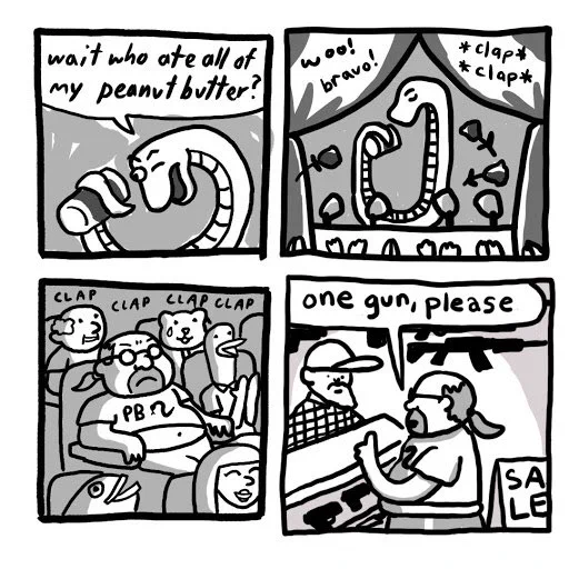 here's a bunch of collab comics i've drawn with @WhoIsJensine over gchat. we take turns drawing panels and i'm always pleasantly shocked by the direction they wind up going in 