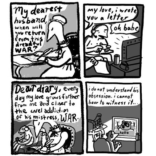 here's a bunch of collab comics i've drawn with @WhoIsJensine over gchat. we take turns drawing panels and i'm always pleasantly shocked by the direction they wind up going in 