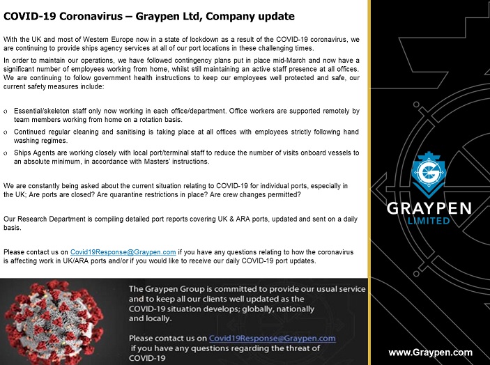 GraypenLtd's tweet photo. COVID-19 Coronavirus – Graypen Ltd, Company update
#SupportShipping #SupportOurPorts #StaySafe #SpreadHope https://t.co/Q1xKq6X1oP