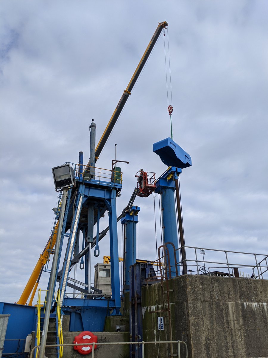 Rain covers being installed on the Newhaven Ro-Ro ferry berth to complete the sheave replacement work. This critical port infrastructure has seen a substantial increase in freight throughput in the last couple of weeks.
