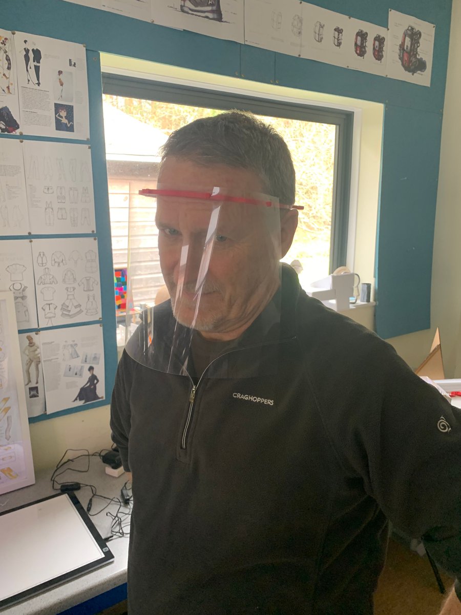 FrenshamHeights's tweet photo. First set off the printer! Nick, Louise and Kevin are busy using our 3D printers to print face shields to distribute to key workers. They're starting with a production of 100 and will see what the demand is from there. If you need any, get in touch. #HelpTheNHS #frenshamfamily https://t.co/FPQwItgC9w