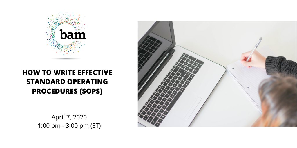 Learn how to write effective Standard Operating Procedures (SOPS) is designed 2 provide guidance 2 assist with the writing of effective SOPs, avoid common errors, avoid ambiguity and etc. For more info: bit.ly/BAM-1433

#VIrtualTraining #BioMB #Webinar