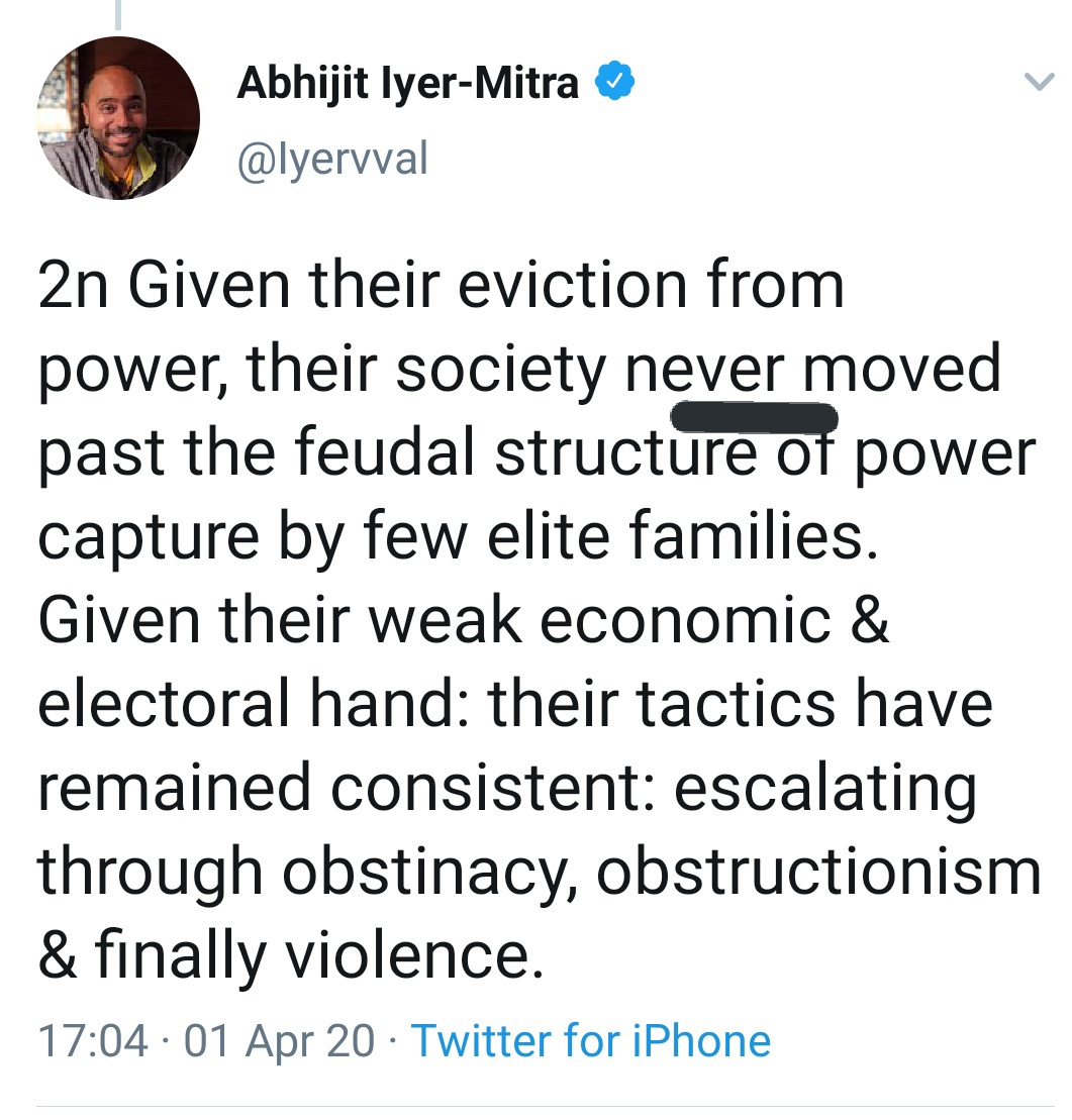 3/Mitra indulges in silliest kind of psycho-social generalisations of Muslims looking for a "BARGAIN". And mind you they have been wining these bargains(lol) and still remain the weakest electorally and financially, my Mitra's own admission.