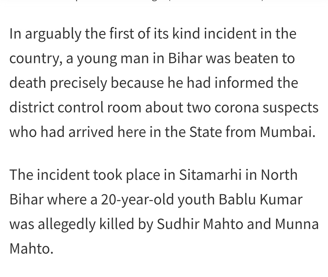 10/A massive society in Noida was sealed because a man returned from Europe,went around playing Holi and tested positive eventually, did you hear about it? -or as much on this lynching in Bihar and another incident where health workers were chased and attacked? No?You know why!