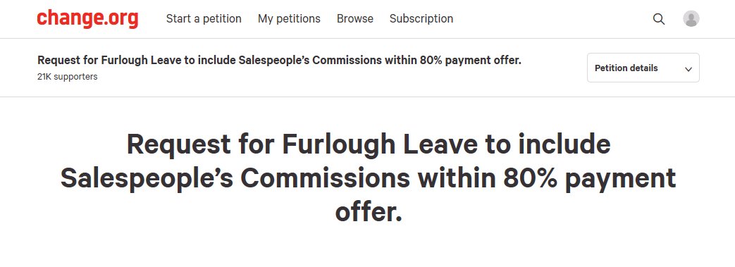 specialistcars1's tweet photo. Are you in sales and your salary based on commission?
Feel it's not fair that you ONLY get 80% of your 'basic wage?' 
Nearly 22,000 have signed PLEASE Sign and RT @Sotlive #ThereWithYou 
https://t.co/8jDuOeYgFb
#COVID19 #STOKE https://t.co/M6uYwpQfq7