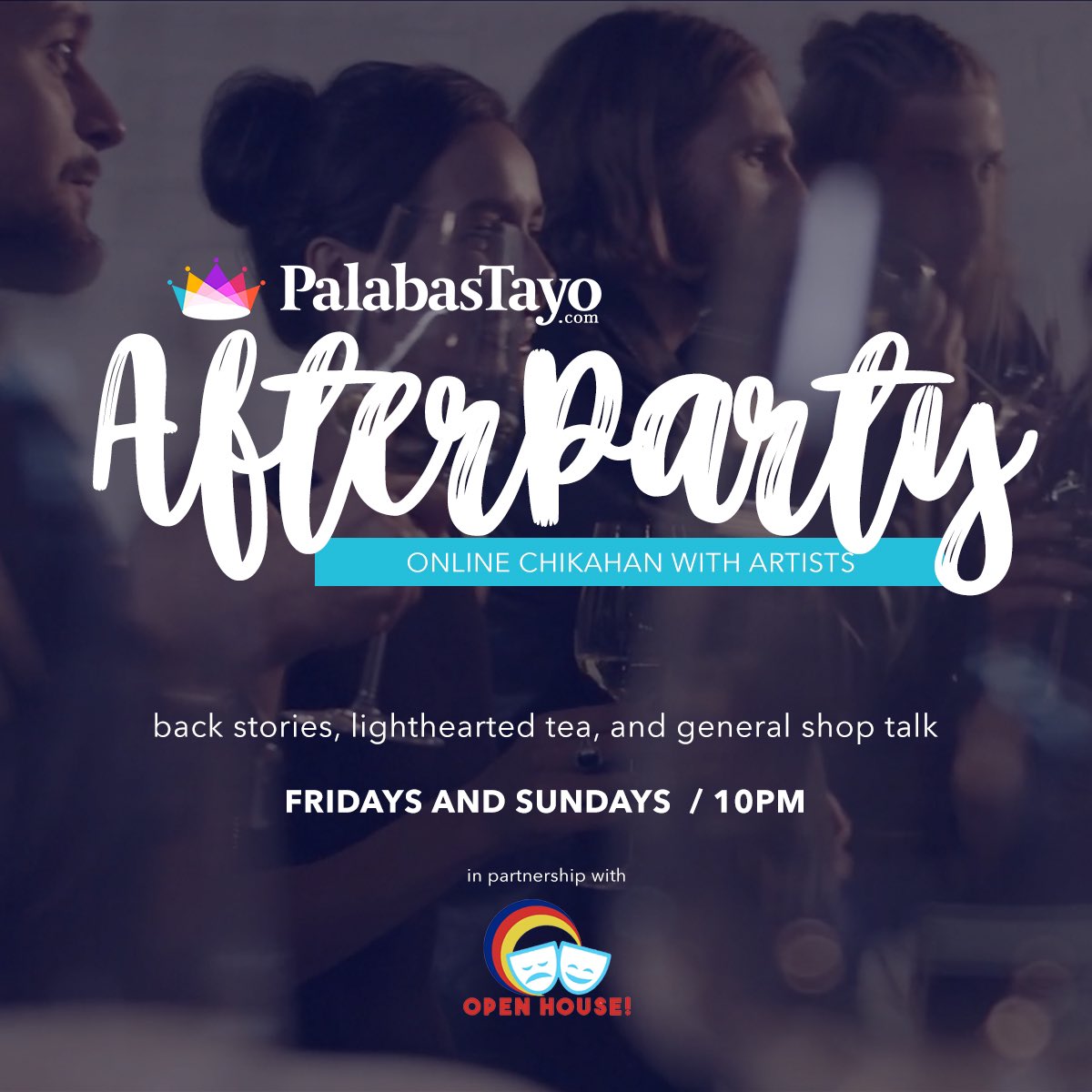 PalabasTayoPH's tweet photo. Join @PalabasTayoPH and @openhousefunds every Friday and Sunday at 10pm for back stories, lighthearted tea, and general shop talk with artists.
April 3 - cast of “Next to Normal”
April 5 - cast of “Lungs” and “Every Brilliant Thing”
#openhousefundraiser #PalabasTayo https://t.co/uSG3gbOe0c
