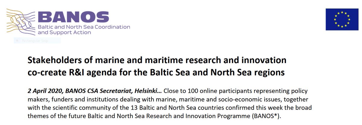 Stakeholders of marine and maritime #research and #innovation co-create R&I agenda for the Baltic Sea and North Sea regions  @BANOS_CSA 🌊
👉 More information: compendiumkustenzee.be/en/stakeholder… @jmeesvliz #NorthSea #BANOS20