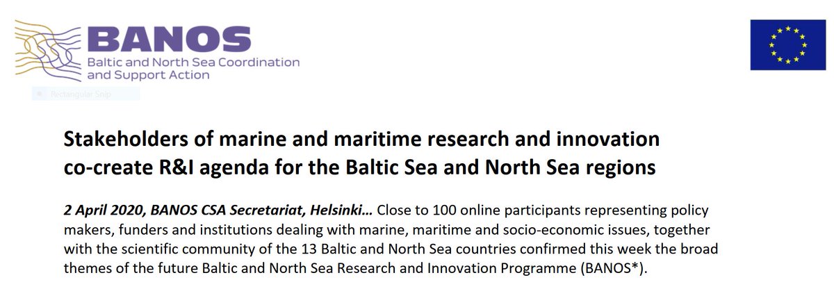 Stakeholders of marine and maritime #research and #innovation co-create R&I agenda for the Baltic Sea and North Sea regions @BANOS_CSA 🌊 👉 More information: compendiumkustenzee.be/en/stakeholder… @jmeesvliz #NorthSea #BANOS20