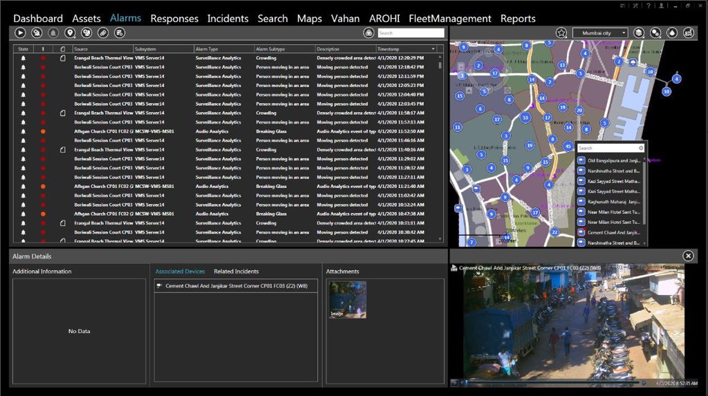 mybmc's tweet photo. #EmbracingTech
@mybmc Disaster Mgmt Cell
1️⃣All Containment Zones in Mumbai centrally monitored using 200+ CCTVs
2️⃣Video Analytics trigger ‘crowding & loitering’
3️⃣@MumbaiPolice Sr PIs to get alerts
4️⃣Wards teams to get summary
#BlessedToServe
#AnythingForMumbai
#NaToCorona https://t.co/pkxsEKGoUa