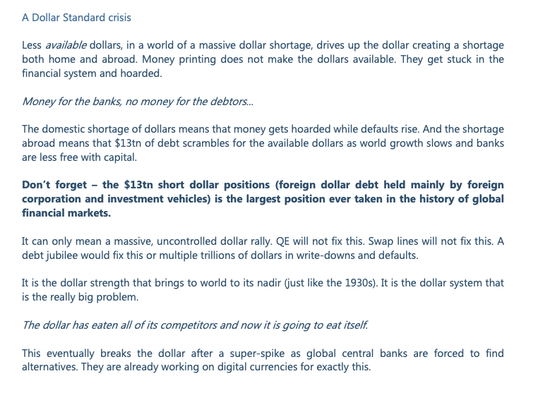 RaoulGMI's tweet photo. I can see there is a lot of chatter about the potential for the dollar to hit cycle peak amongst QE etc. It may be correct, who knows? This is some of my take from my latest GMI April 2020 Monthly  

"The Dollar has eaten all it's competitors and its now going to eat itself" https://t.co/9pG2q7DfEn