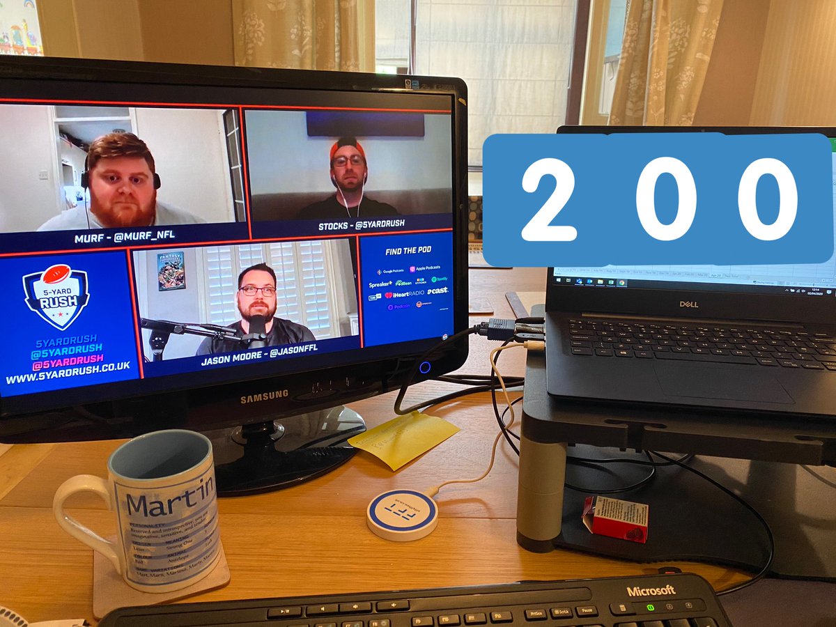 LuckyFantasyGuy's tweet photo. @5yardrush @jasonmoore Currently watching 200th episode and working from home! #KeepRushing https://t.co/REFfTku14e