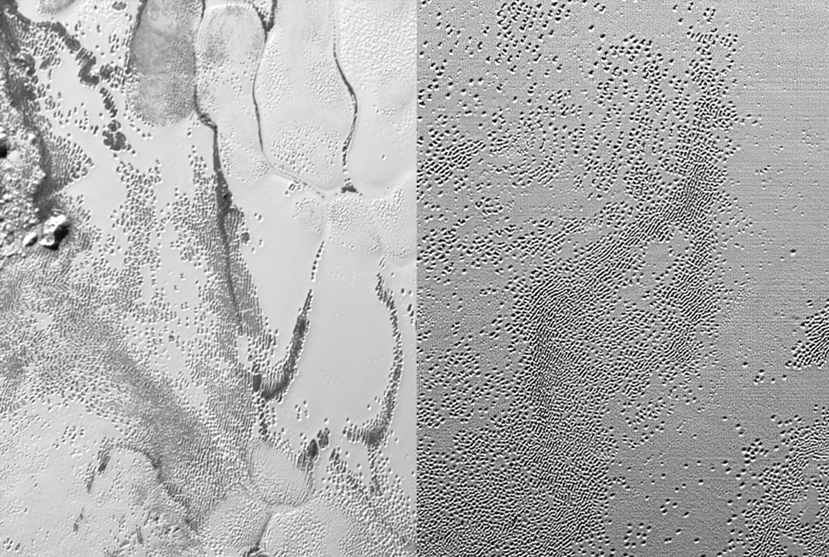 AlanStern's tweet photo. #PI_Daily Working today on an @NewHorizons2015 study of what’s at the bottom of the thousands of mysterious multi-kilometer long pits that dot Pluto’s Sputnik Planitia. 

Why are the pit bottoms dark? No one knows….just yet. 

#Science #NASA #Space https://t.co/YBXF7ARePQ